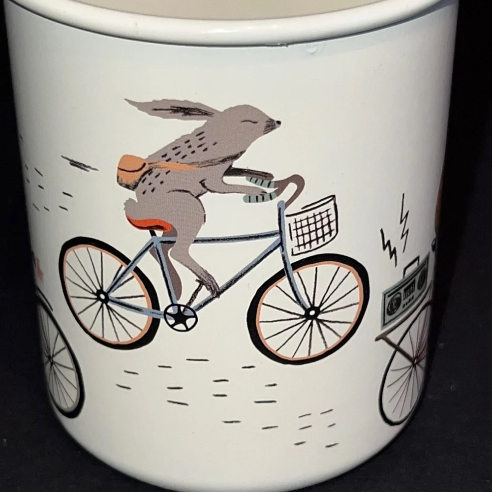 rabbits/aardvark/ostrich/caribou “Wild Rider” design metal pencil box & cup-NWT